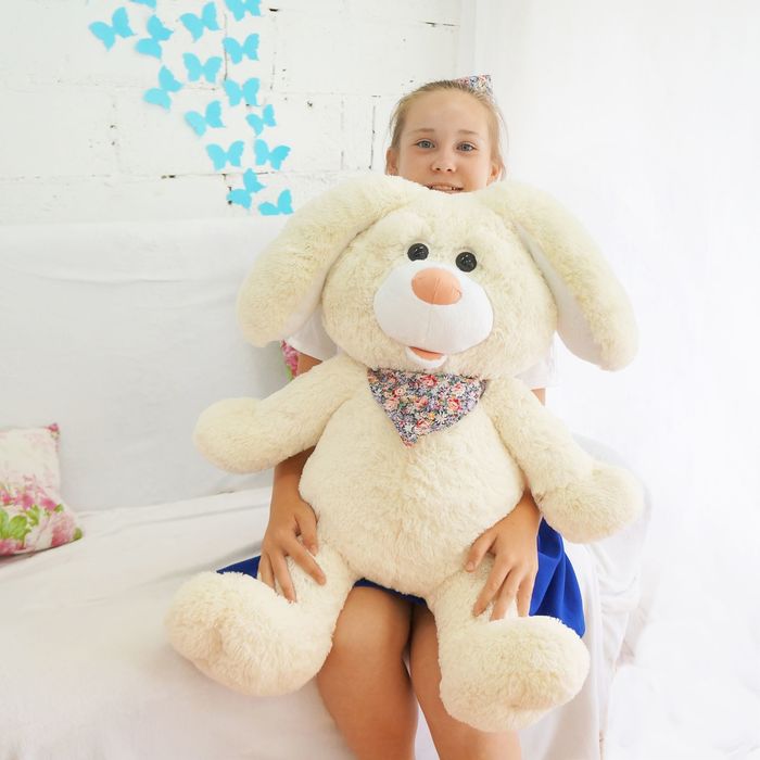 Мягкая игрушка "Зайчик Бакс", цвет молочный, 80 см