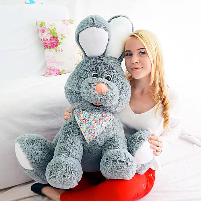 Мягкая игрушка "Зайчик Роджер", цвет дымчатый, 75 см