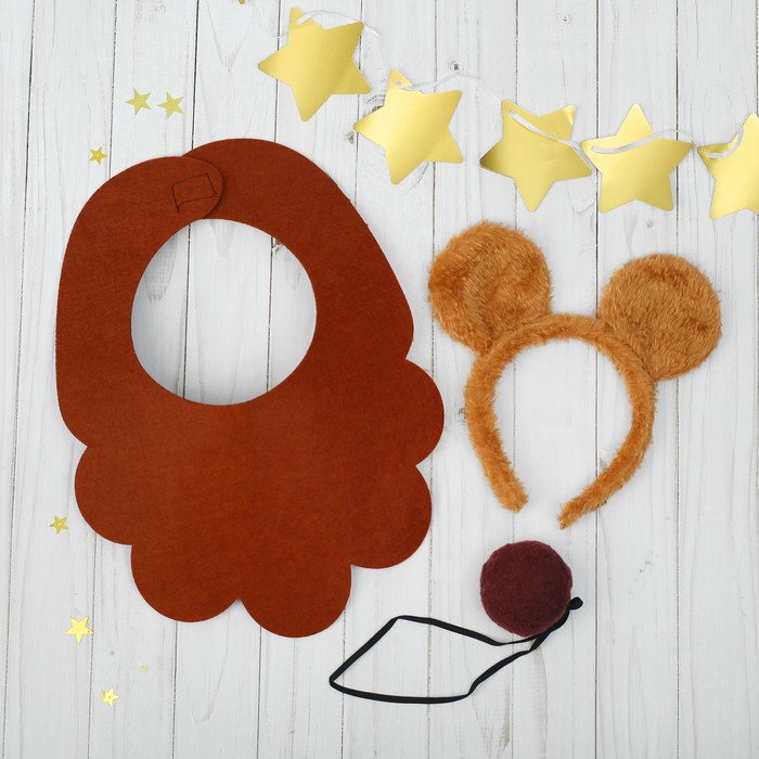 Карнавальный набор детский "Мишутка": ободок-ушки, воротничок, хвостик