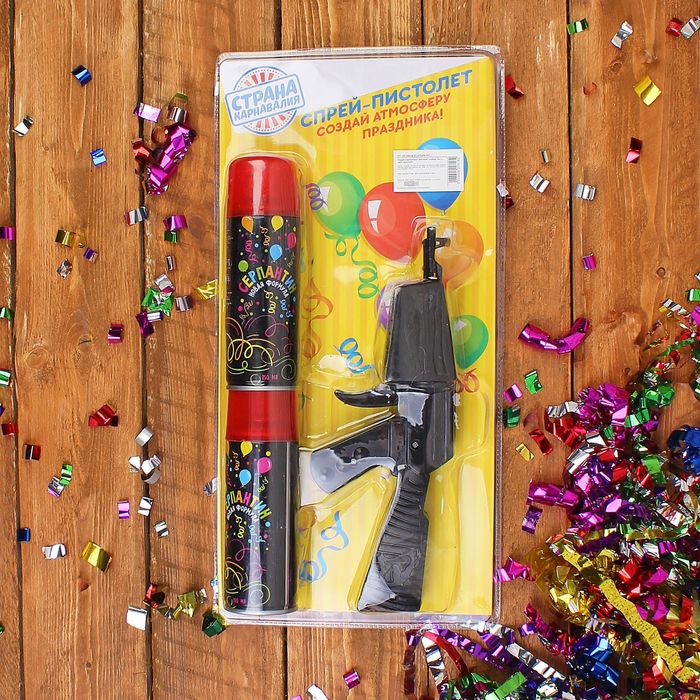 Спрей-серпантин пистолет, цвет красный, набор 2 шт.