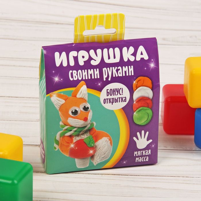 Набор для создания игрушки из массы для лепки "Лисенок" + глазки, стека