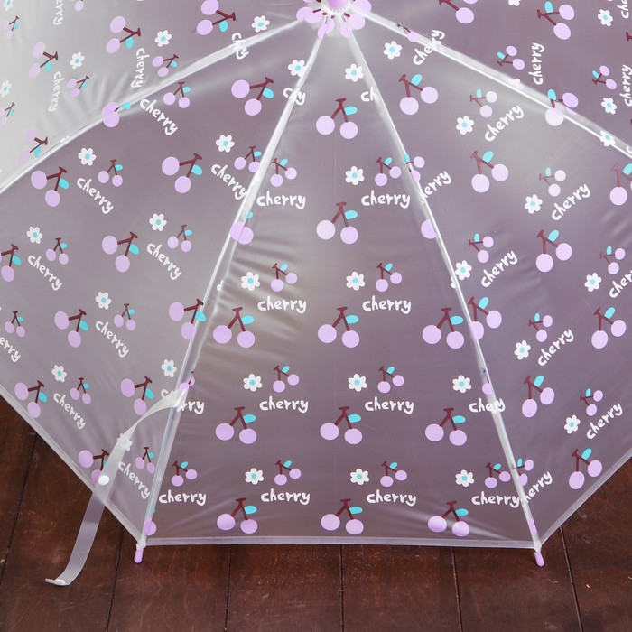 Зонт детский "Вишенки", полуавтоматический, r=45см, цвет сиреневый