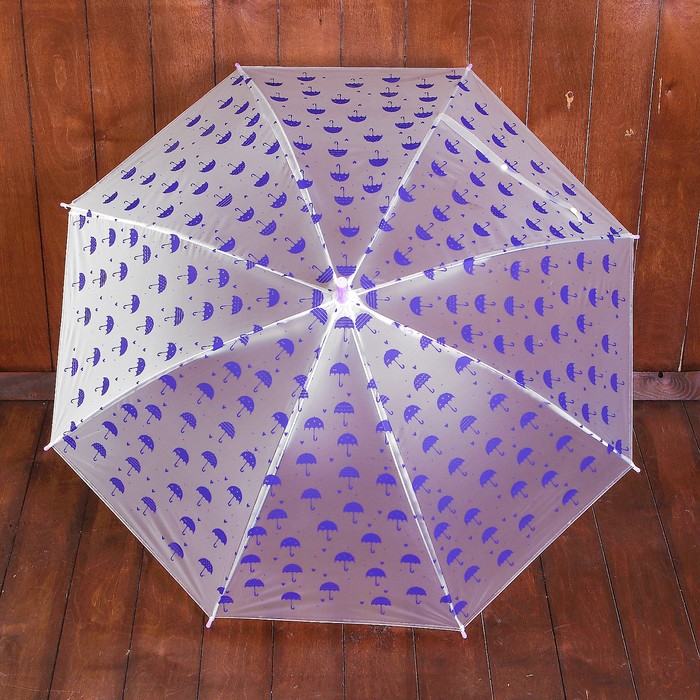 Зонт детский полуавтоматический "Зонтики", r=44см, цвет прозрачный/фиолетовый