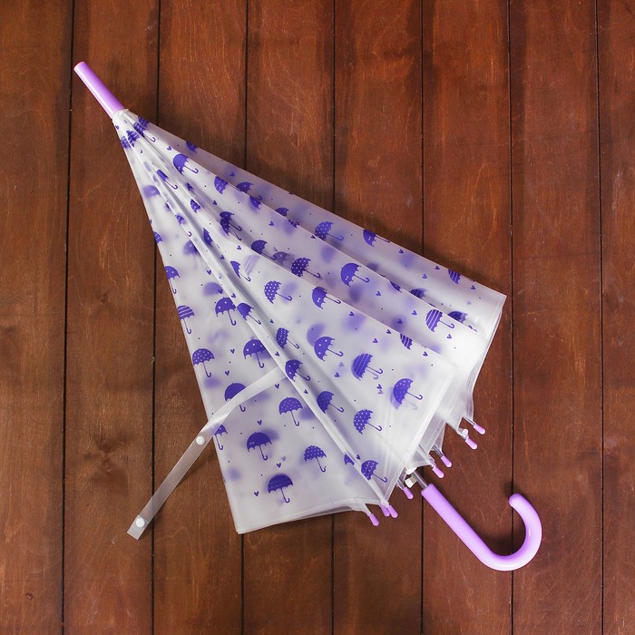Зонт детский полуавтоматический "Зонтики", r=44см, цвет прозрачный/фиолетовый
