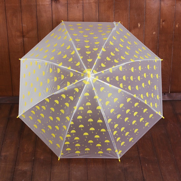 Зонт детский полуавтоматический "Зонтики", r=44см, цвет прозрачный/жёлтый