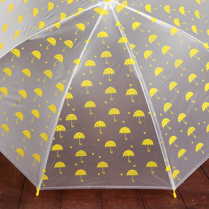 Зонт детский полуавтоматический "Зонтики", r=44см, цвет прозрачный/жёлтый