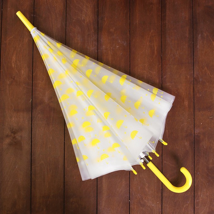 Зонт детский полуавтоматический "Зонтики", r=44см, цвет прозрачный/жёлтый
