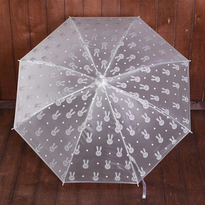 Зонт детский "Зайчики", полуавтоматический, r=44см, цвет серый/прозрачный
