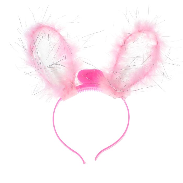 Карнавальный ободок световой "Зайка", цвет розовый