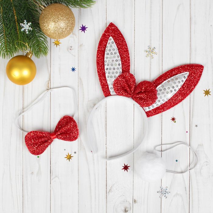 Карнавальный набор "Зайка" 3 предмета: ободок, бабочка, хвост