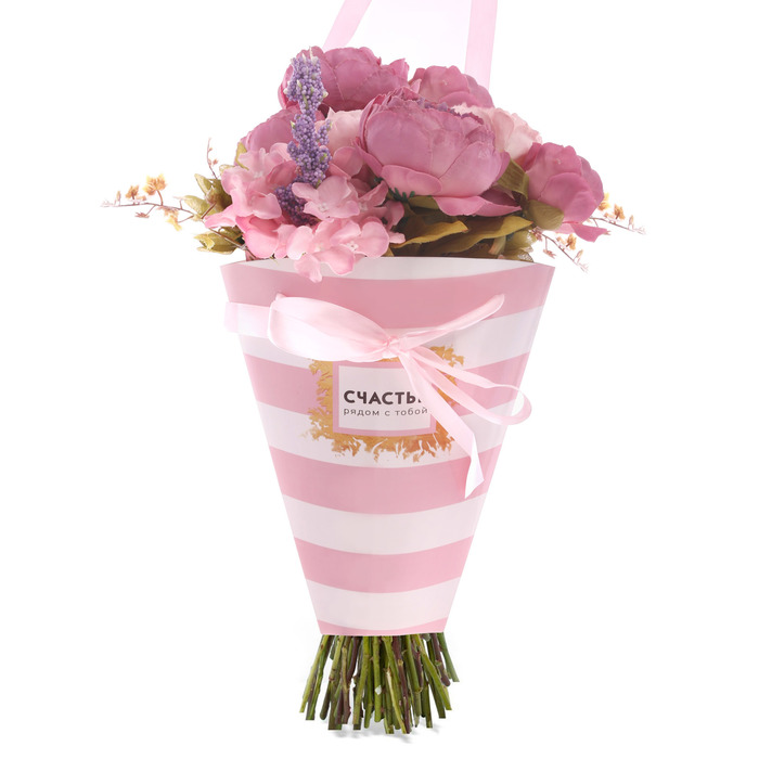 Конверт–конус для цветов «Счастье рядом с тобой», 8 × 26,5 см