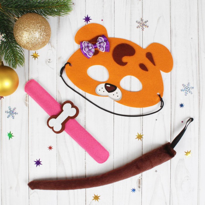 Карнавальный набор детский "Леди": маска, браслет, хвостик