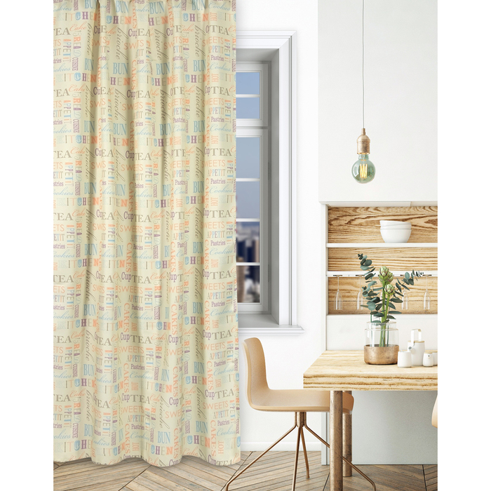 Штора для дома, "Чаепитие", 150х270см, мультиколлор, саржа, 220г/м, пэ100%