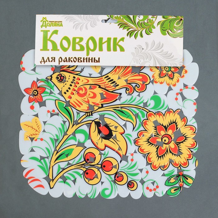 Коврик в раковину "Жар-птица" 26х28 см, прямоугольный