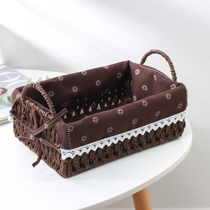Корзина для хранения плетеная "Маргаритки" 25х17х9 см, цвет коричневый