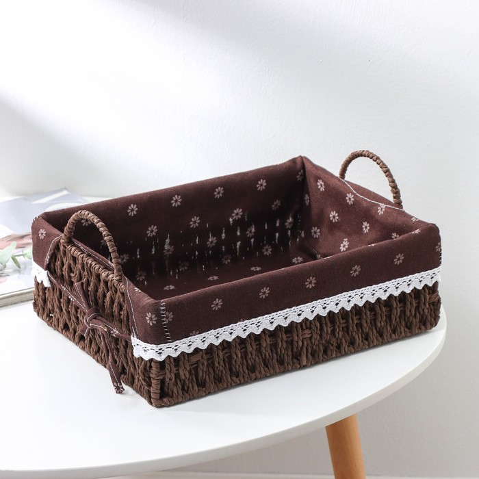 Корзина для хранения плетеная "Маргаритки" 31х22х10 см, цвет коричневый