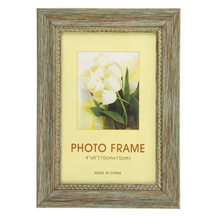 Фоторамка пластик 10х15 см "Серый дуб с золотым рисунком" 17,8х12,8 см