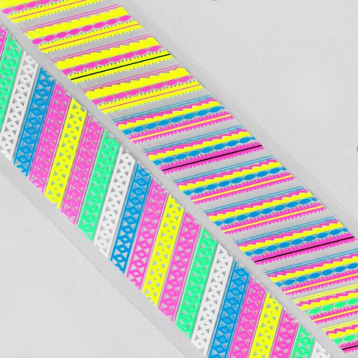 Слайдер-дизайн для ногтей "Неоновые узоры", цвета МИКС