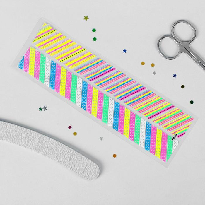 Слайдер-дизайн для ногтей "Неоновые узоры", цвета МИКС