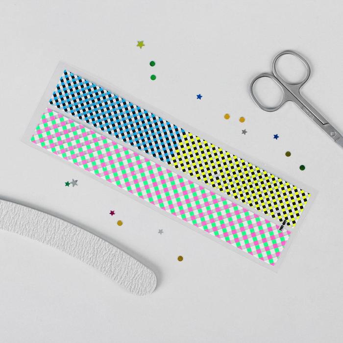 Слайдер-дизайн для ногтей "Неоновые узоры", цвета МИКС