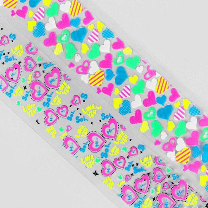 Слайдер-дизайн для ногтей "Неоновые узоры", цвета МИКС