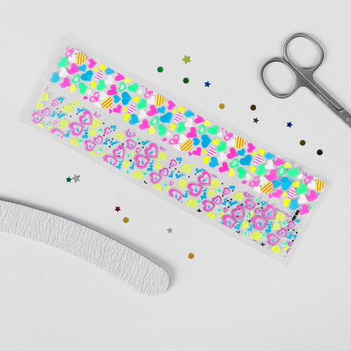 Слайдер-дизайн для ногтей "Неоновые узоры", цвета МИКС