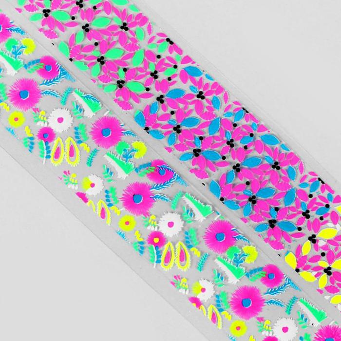 Слайдер-дизайн для ногтей "Неоновые узоры", цвета МИКС