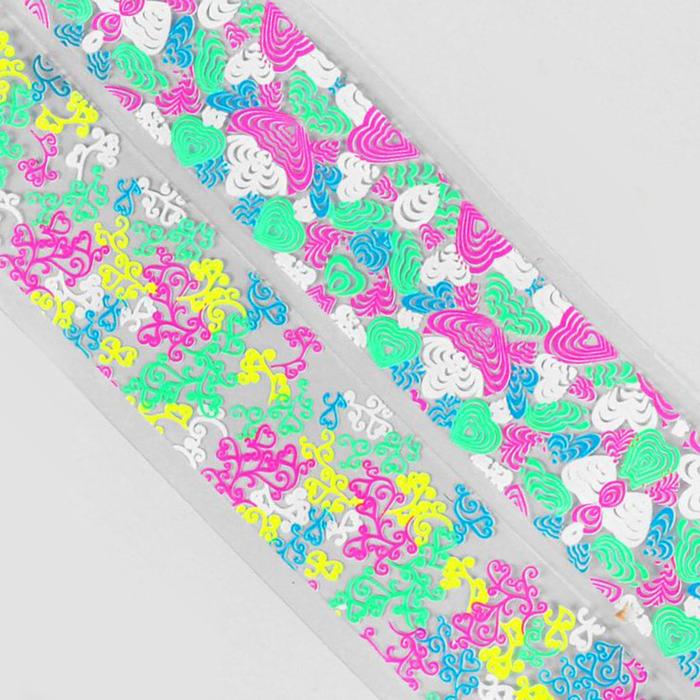 Слайдер-дизайн для ногтей "Неоновые узоры", цвета МИКС