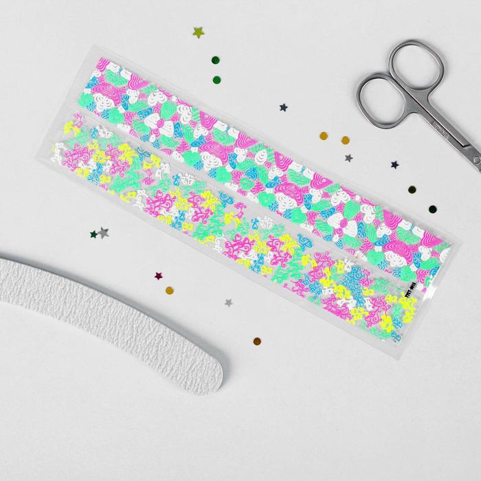 Слайдер-дизайн для ногтей "Неоновые узоры", цвета МИКС