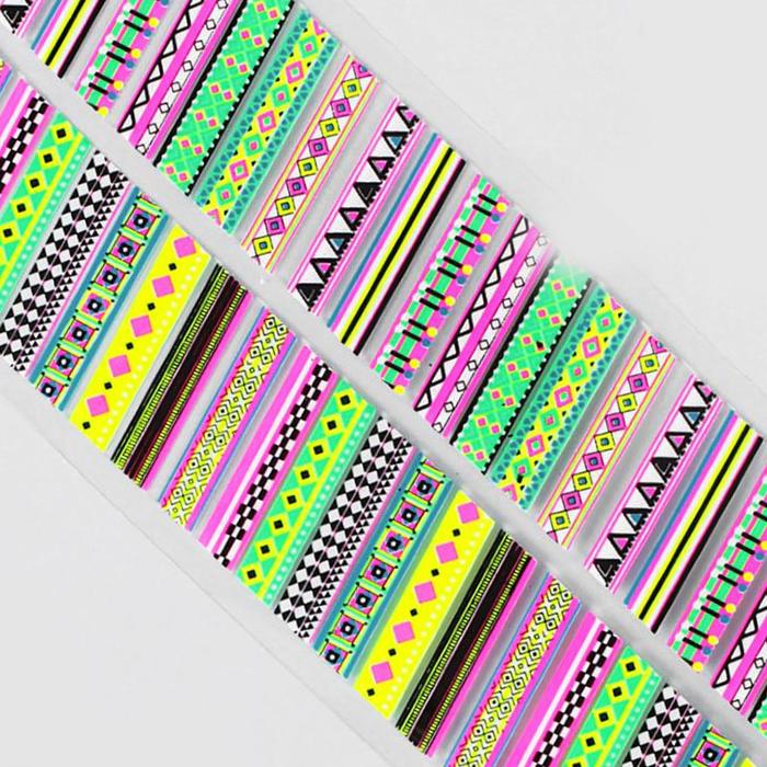 Слайдер-дизайн для ногтей "Неоновые узоры", цвета МИКС