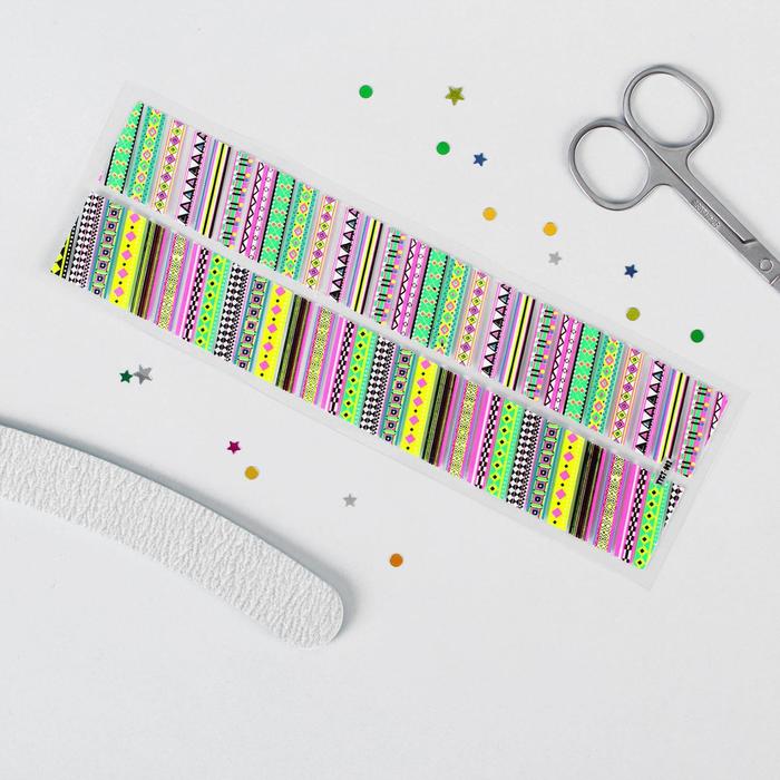 Слайдер-дизайн для ногтей "Неоновые узоры", цвета МИКС