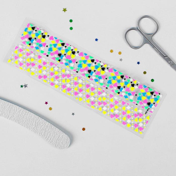 Слайдер-дизайн для ногтей "Неоновые узоры", цвета МИКС