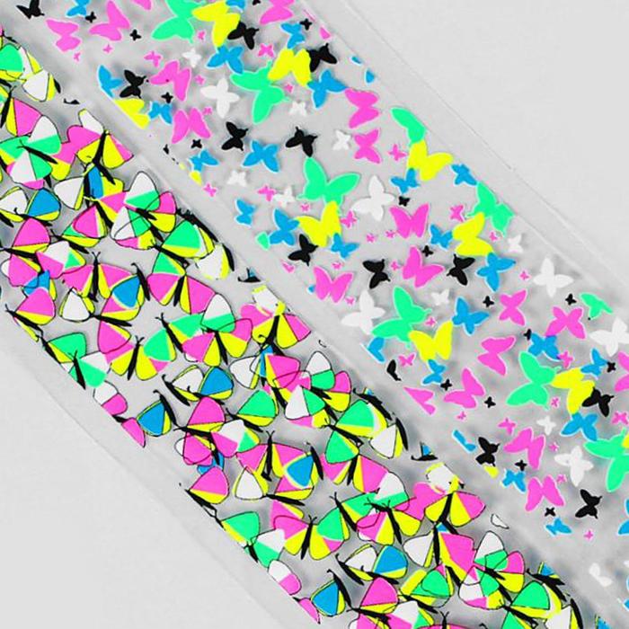 Слайдер-дизайн для ногтей "Неоновые узоры", цвета МИКС