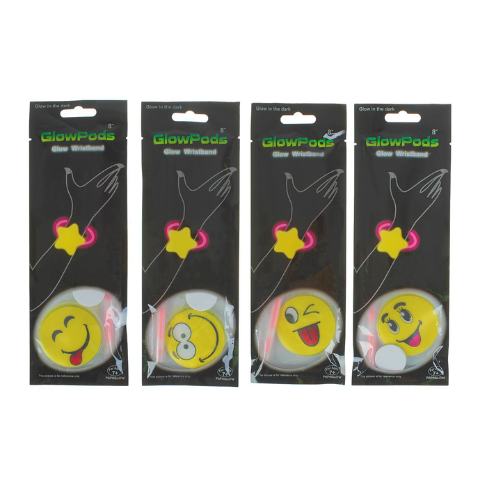 Неоновый браслет "Смайлы", виды МИКС