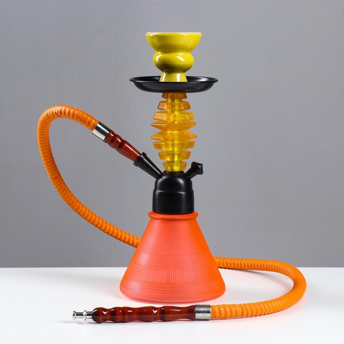 Кальян 29см, 1тр, оранжевый, колба пирамида мат