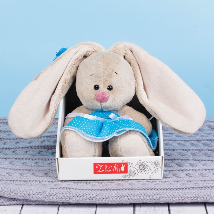 Мягкая игрушка "Зайка Ми в голубом сарафанчике" 15 см