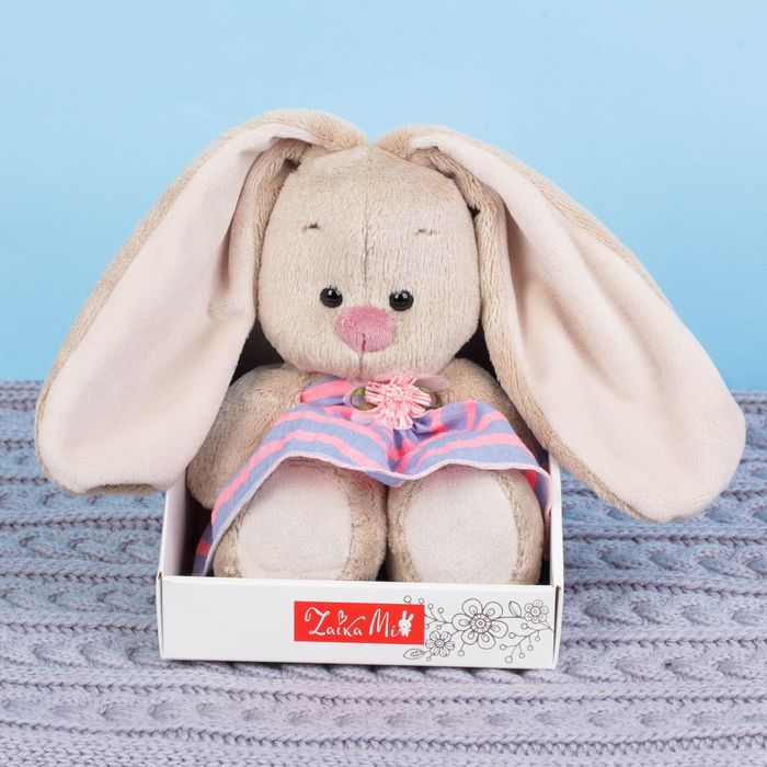 Мягкая игрушка "Зайка Ми  в платье в полоску" 15 см SidX - 194