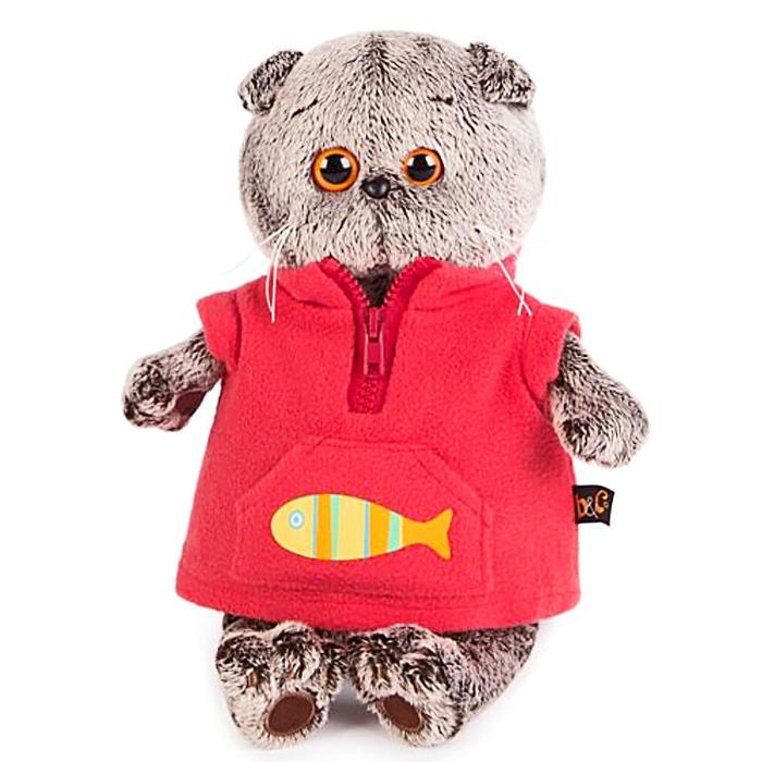 Мягкая игрушка "Басик" в красном флисовом жилете, 22 см