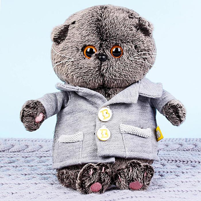 Мягкая игрушка "Басик BABY" в сером пиджачке, 20 см