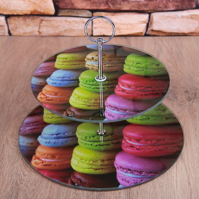 Блюдо 2 яруса "Макаруны" 25/20 см,