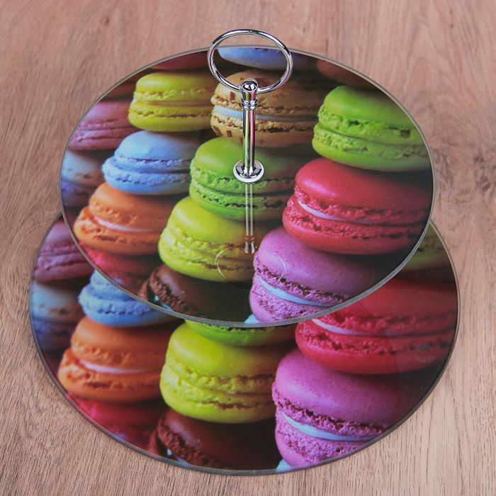 Блюдо 2 яруса "Макаруны" 25/20 см,