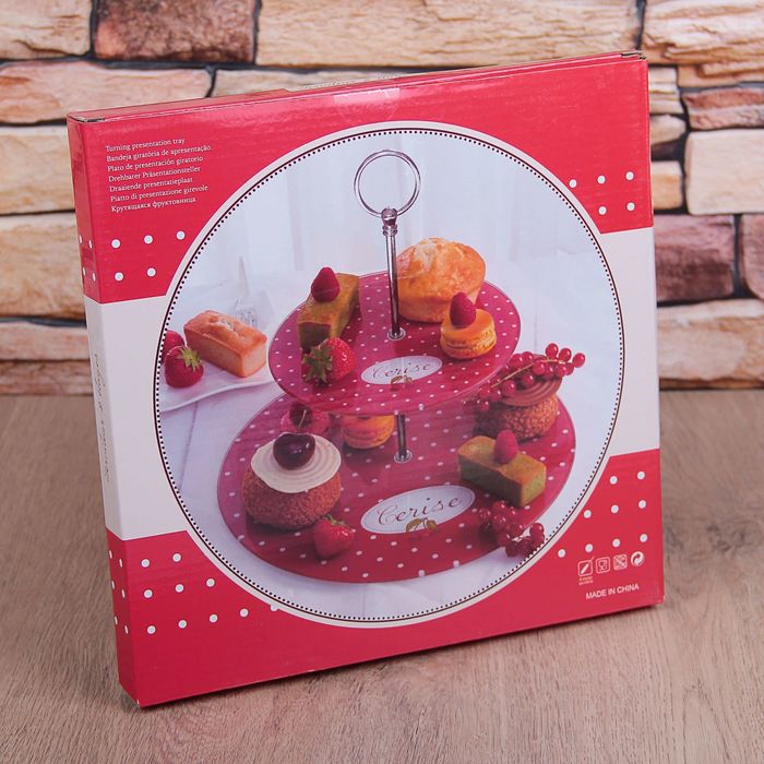 Блюдо 2 яруса "Макаруны" 25/20 см,