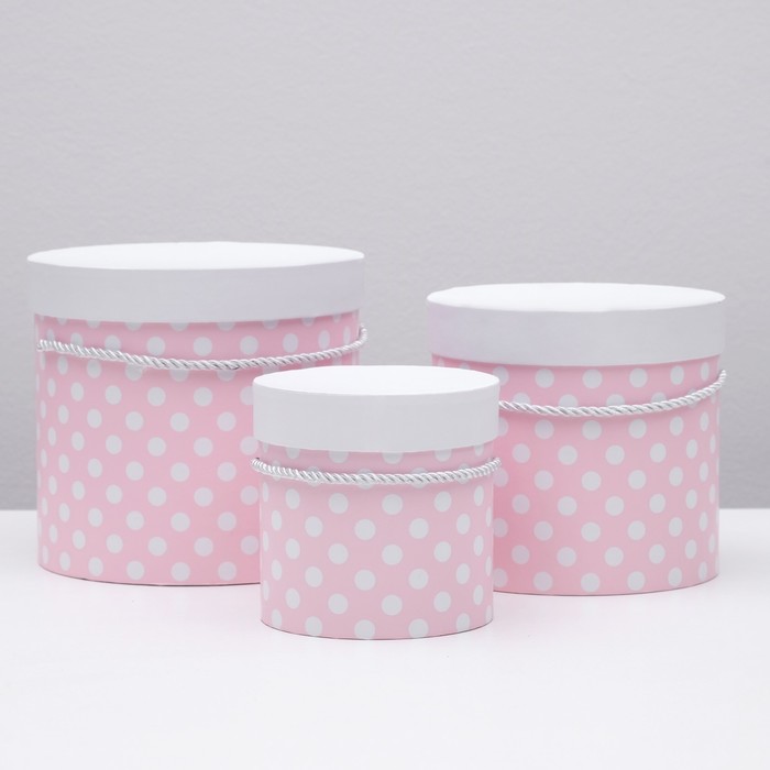 Набор коробок 3в1 "Горох на розовом", 19 х 19 х 17 - 12 х 12 х 12 см