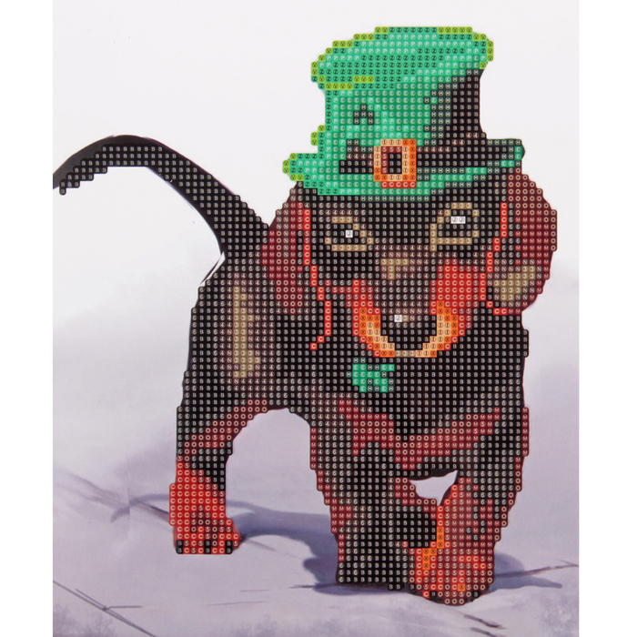 Алмазная вышивка с частичным заполнением "Такса в шляпе" с подставкой