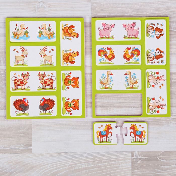 Обучающие карточки-парочки "Кто на ферме живет?"