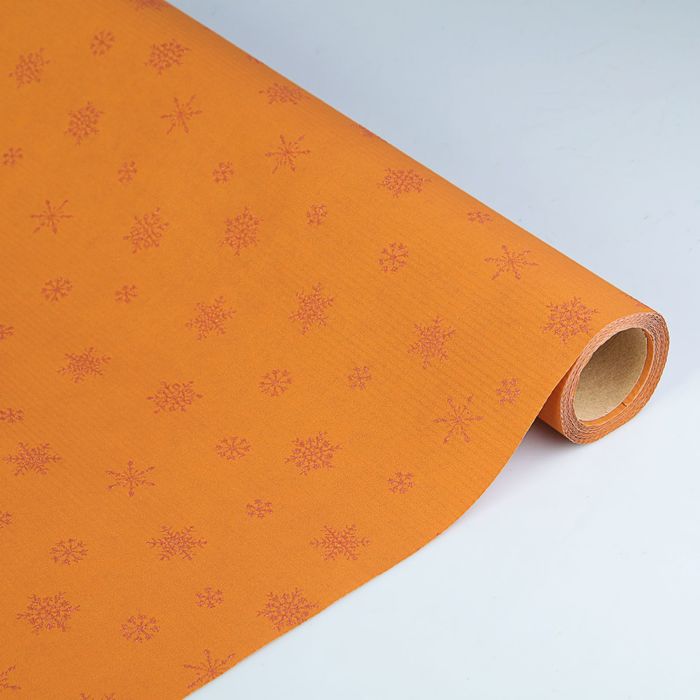 Бумага упаковочная крафт "Снежинки", 0.5 х 10 м