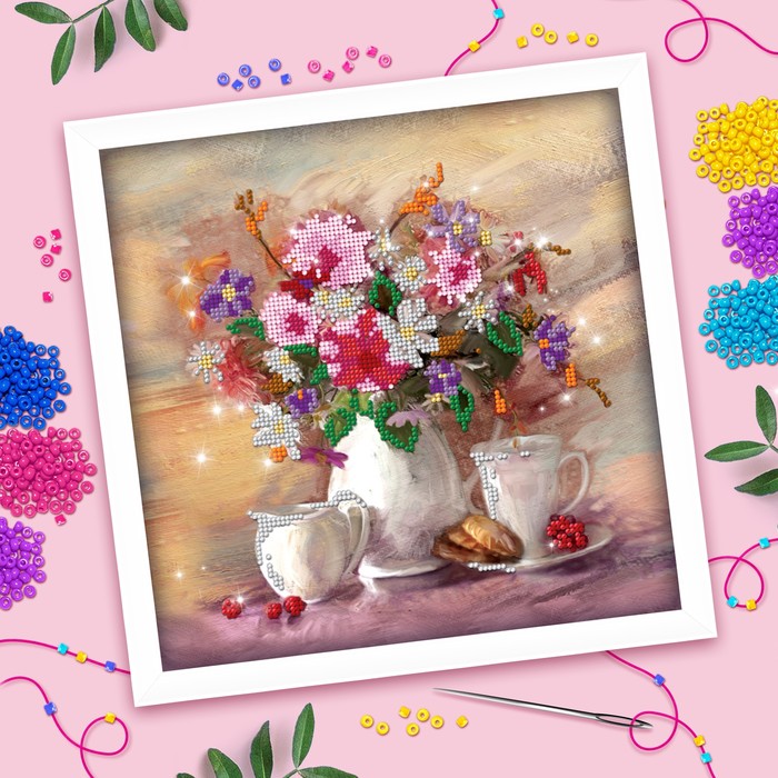 Вышивка бисером "Натюрморт", 25 х 25 см