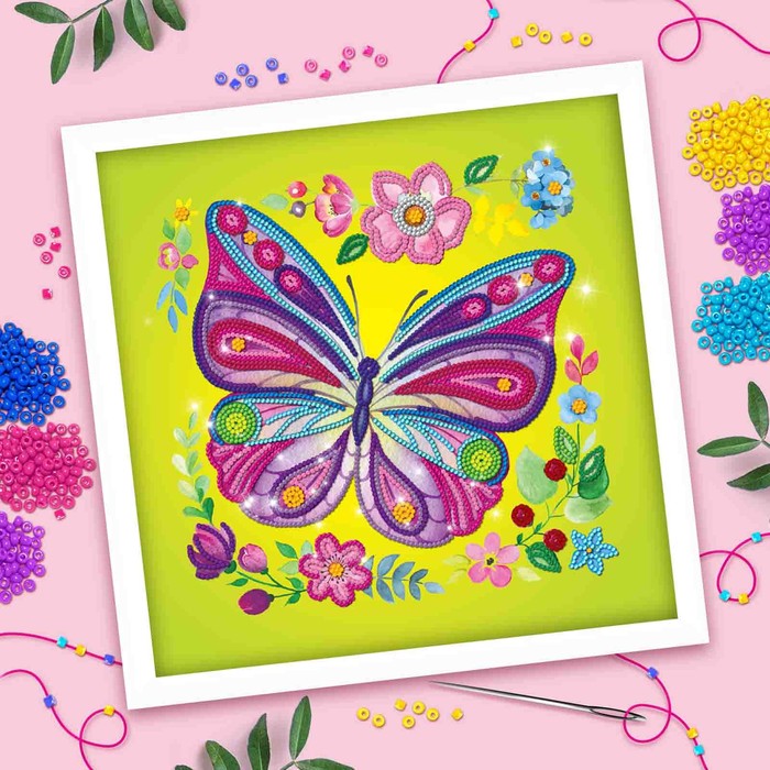 Вышивка бисером "Бабочка", 25 х 25 см