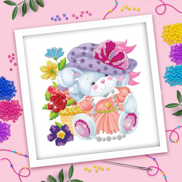 Вышивка бисером "Зайка", 25 х 25 см