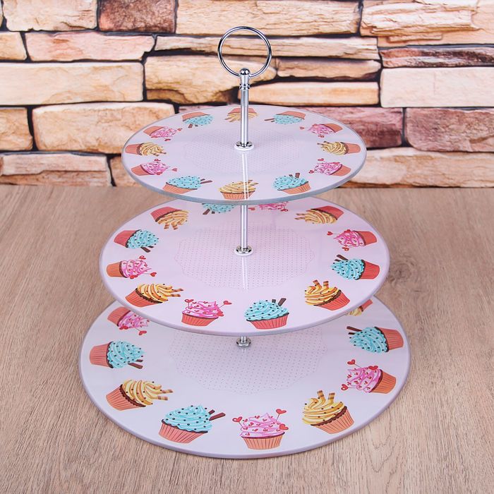 Блюдо 3 яруса "Пирожные" 30х30х30 см